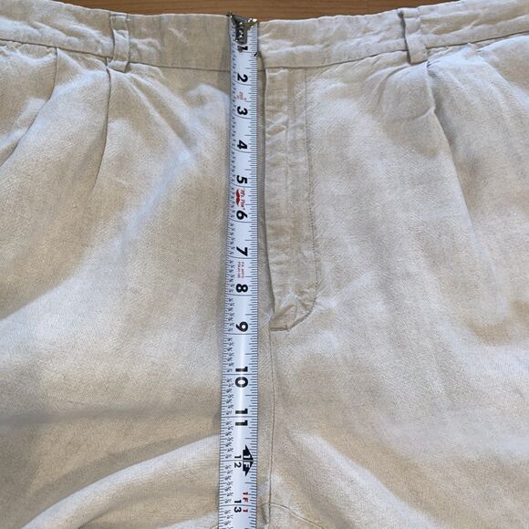 Banana Republic Smithfield Pants Mens 35x30 Beige Pleated Chino 100% Linen - Picture 5 of 10